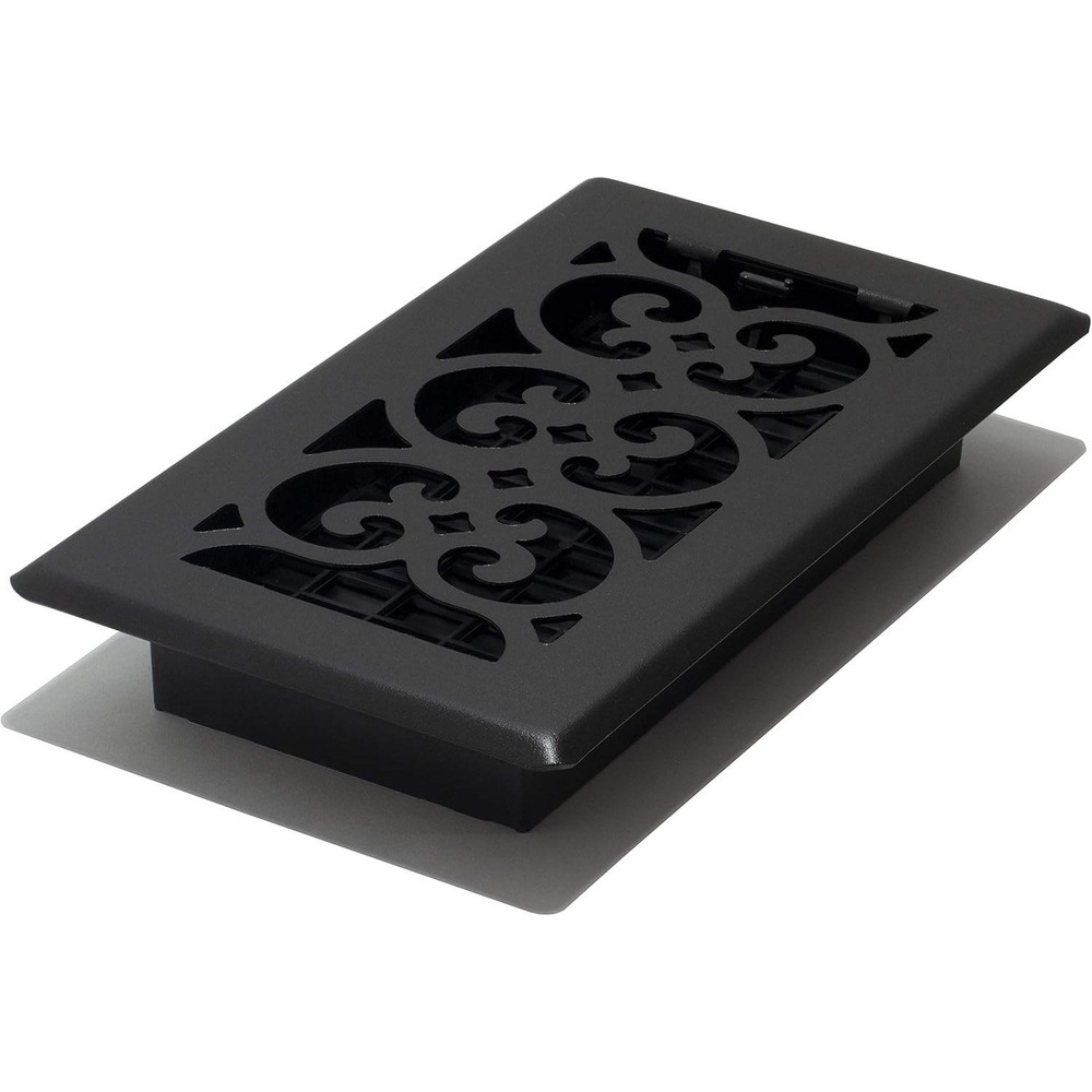Decor Grates ST408 Scroll Design Floor‎ Register, 4x8, Textured Black